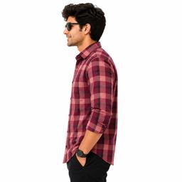 Men Red and  Brown Regular Fit Checks Casual Shirt