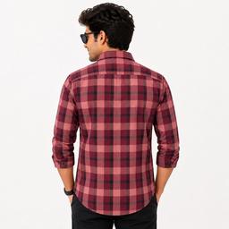 Men Red and  Brown Regular Fit Checks Casual Shirt