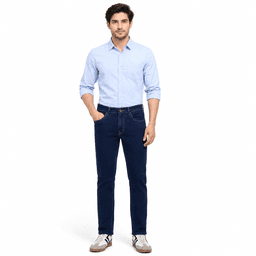 Men  Dark Blue Mid Rise Slim Fit Plain Jeans