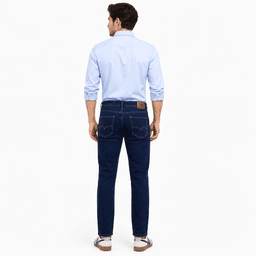 Men  Dark Blue Mid Rise Slim Fit Plain Jeans