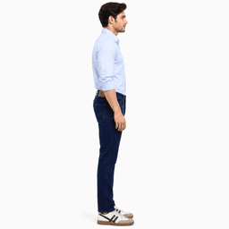 Men  Dark Blue Mid Rise Slim Fit Plain Jeans
