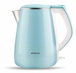 Havells Electric Kettle Aqua Plus 1250 Watts 1.2 liters , Double Layered Cool Touch Outer Body (Blue)