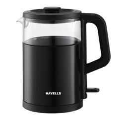 Havells MARINO Low Noise Glass Electric Kettle 1L|1200W Borosilicate Glass inner & Cool Touch Outer Body (Black)