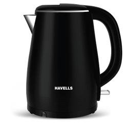 Havells Electric Kettle Altro 1250 Watts 1.5 liters, Double Layered Cool Touch Outer Body(Black)