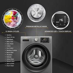 Whirlpool 8 Kg Ozone Technology Inverter Fully Automatic Front Load Washing Machine with In-Built Heater (XO8014BYM52E, Midnight Grey, 100+ Tough Stains, 1400 RPM, 2024 Model)