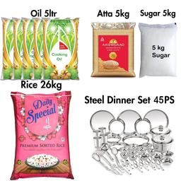 Mini Grocery Combo  [Pack of 4] +  45 pc Stainless Steel Set  + Free Card [Only Bengaluru]