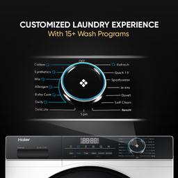 Haier 8 kg 5 Star Powered by AI-DBT with PuriSteam, 525mm Super Drum Fully Automatic Front Load Washing Machine