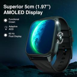 Fastrack New Astor Fs1 Pro Smartwatch|Large Super Amoled Display(1.97") Aod|Nextgen Chipset Lag Free&Fast Experience|Functional Crown|Singlesync Bt Calling|100+ Sports Modes&Watchfaces|Ip68,Black