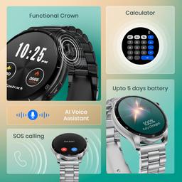 Fastrack Dezire FX1 PRO Fashion Smartwatch with 1.43" AMOLED Display with 466 * 466 Pixel Resolution|SingleSync BT Calling|AI Voice Assistant|100+ Sports Modes and Watchfaces|Upto 5 Day Battery|IP68