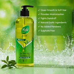 Nyle Natural & Pure Anti Dandruff Shampoo, With Goodness Of Tea Tree Oil & Rosemary Oil, For Men & Women, No Paraben And No Sulphate, 300ml