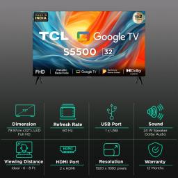 TCL S Series 80 cm (32 inch) Full HD LED Smart Google TV with Dolby Audio (2024 model)