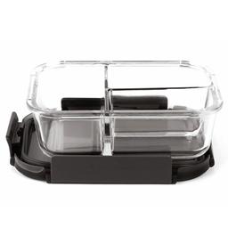 Signoraware Slim Lunch Box Microwave Safe Office Three Compartment Lunch Box Set | Borosilicate Glass | Safety Lock Airtight Tiffin Containers (1000ml | Transparent)