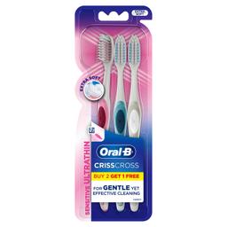Oral B Crisscross Sensitive Ultrathin Manual Adults Toothbrush 3 Pieces (Extra Soft) - Multicolor