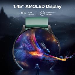 boAt Lunar Orb w/ 1.45" (3.6 cm) AMOLED Display, BT Calling, DIY Watch Face Studio, Coins, Crest App Health Ecosystem, Live Cricket & Football Scores, IP67, Smart Watch for Men & Women(Pastel Green)