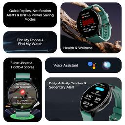 boAt Lunar Orb w/ 1.45" (3.6 cm) AMOLED Display, BT Calling, DIY Watch Face Studio, Coins, Crest App Health Ecosystem, Live Cricket & Football Scores, IP67, Smart Watch for Men & Women(Pastel Green)