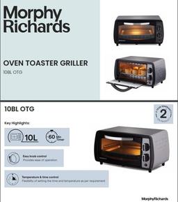 Morphy Richards 10BL Otg Oven For Kitchen, Cooking Range With Oven And Grill For Baking, Tandoor, Manual, 800 Watts, 10L