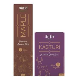SRI SRI TATTVA Shuddhta ka naam Maple Premium Incense Stick | 225g & Sri Sri Tattva Premium Natural Kasturi 100g Cone Dhoop