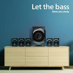 PHILIPS Audio SPA8000B/94 5.1 Channel 120W Multimedia Speaker System with Bluetooth Connectivity, 5X15W Satellite Speakers, USB, LED Display, Robust Design & Matte Finish (Black)