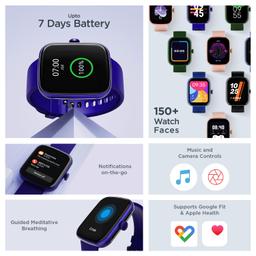 boAt Wave Style Smart Watch w/ 1.69" (4.2 cm) Square HD Display, DIY Watch Face Studio, Coins,HR & SpO2 Monitoring,7 Days Battery Life, Crest App Health Ecosystem, Multiple Sports Modes(Deep Blue)