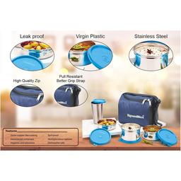 Signoraware Best Stainless-Steel Lunch Box Set 4 with Bag | Stainless-Steel Leak-Proof Containers | Full Meal Boxes