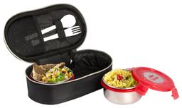 CELLO Max Fresh Click Steel Stainless Steel Lunch Box Set |Office | School | 2 Unit | 300ml, Red
