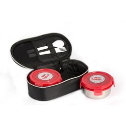 CELLO Max Fresh Click Steel Stainless Steel Lunch Box Set |Office | School | 2 Unit | 300ml, Red