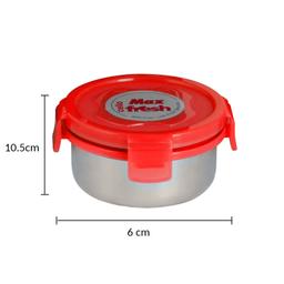 CELLO Max Fresh Click Steel Stainless Steel Lunch Box Set |Office | School | 2 Unit | 300ml, Red
