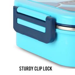 CELLO Esquire Lunch Box with Inner Steel | 100% Food Grade | Leak Proof and Break Resistant | 2 Containers Lunch Box, 915 ml, Blue