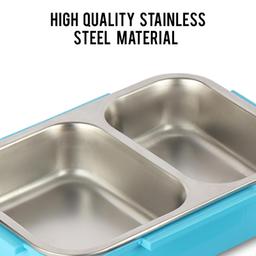 CELLO Esquire Lunch Box with Inner Steel | 100% Food Grade | Leak Proof and Break Resistant | 2 Containers Lunch Box, 915 ml, Blue