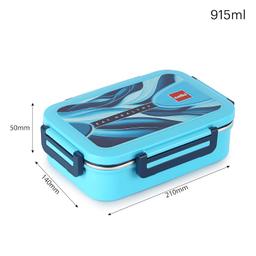 CELLO Esquire Lunch Box with Inner Steel | 100% Food Grade | Leak Proof and Break Resistant | 2 Containers Lunch Box, 915 ml, Blue