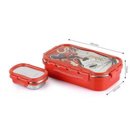 CELLO Thermo Click Toons Medium | 100% Food Grade | Leak Proof & Break Resistant | 2 Containers Lunch Box, 915 ml, Red