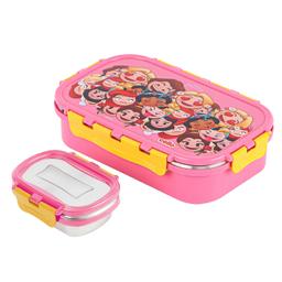 CELLO Fun Food Big | 100% Food Grade | Leak Proof and Break Resistant | 2 Containers Lunch Box, 1024 ml, Pink
