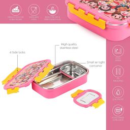 CELLO Fun Food Big | 100% Food Grade | Leak Proof and Break Resistant | 2 Containers Lunch Box, 1024 ml, Pink