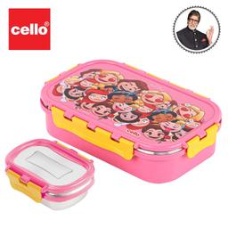 CELLO Fun Food Big | 100% Food Grade | Leak Proof and Break Resistant | 2 Containers Lunch Box, 1024 ml, Pink