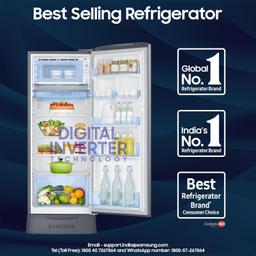 Samsung 223 L, 3 Star, Digital Inverter, Direct-Cool Single Door Refrigerator (RR24C2823S8/NL, Silver, Elegant Inox, Base Stand Drawer, 2024 Model)