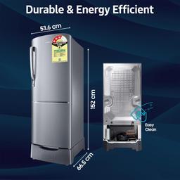 Samsung 223 L, 3 Star, Digital Inverter, Direct-Cool Single Door Refrigerator (RR24C2823S8/NL, Silver, Elegant Inox, Base Stand Drawer, 2024 Model)