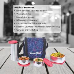 Signoraware Best Lunch Box Jumbo Steel Food Grade Stainless Steel