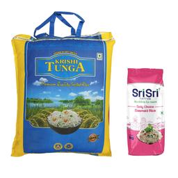White Krishi Tunga Sorted Rice, Bag (10kg) & Sri Sri Basmati Rice - 1 kg Free (Only Bangalore)