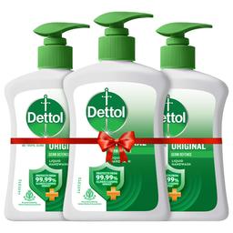 Dettol Liquid Handwash Dispenser Bottle Pump (Pack of 3 - 200ml each)- Original Hand Wash | Germ Defence Formula | 10x Better Germ Protection