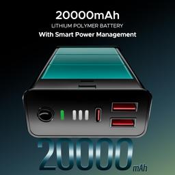 boAt Newly Launched Pocket Energyshroom PB400 Pro 20000mAh | Compact Power Bank w/Type-C Input (2-Way Port), 3X Output Ports,2-Way 22.5W Fast Charging, Pass-Through Charging(Carbon Black)