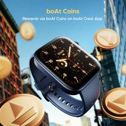 boAt Storm Call 3 w/Turn-by-Turn Navigation, 1.83" (4.6 cm) HD Display, Bluetooth Calling, Crest+ OS, QR Tray, Watch Face Studio, Coins, Emergency SOS Smart Watch for Men & Women(Dark Blue)