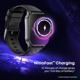 Fastrack Limitless Fs2 Pro Smartwatch|1.96" Super Amoled Arched Display with Functional Crown&Resolution of 410X502|Singlesync Bt Calling|Nitrofast Charging|110+ Sports Modes|200+ Watchfaces,Black