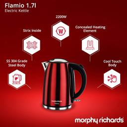 Morphy Richards Flamio Electric Kettle (1.7 L, Red)