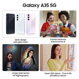 Samsung Galaxy A35 5G (Awesome Iceblue, 8GB RAM, 128GB Storage) | Premium Glass Back | 50 MP Main Camera (OIS) | Nightography | IP67 | Corning Gorilla Glass Victus+ | sAMOLED with Vision Booster