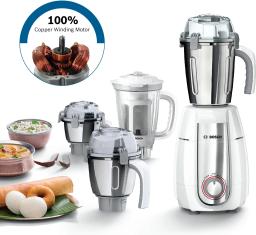 BOSCH TrueMixx Style 750 W Mixer Grinder (MGM6642WIN | 4 Jars | White, Steel)