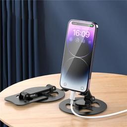 IVON Multifunctional Aluminum Mobile Stand and Tablet Stand with 360° Rotating Base and Adjustable Angle Compatible with iPad iPhone & Smartphones.