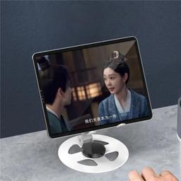 IVON Multifunctional Aluminum Mobile Stand and Tablet Stand with 360° Rotating Base and Adjustable Angle Compatible with iPad iPhone & Smartphones.