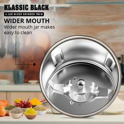 Havells Klassic 750 Watt 4 Jar Mixer Grinder, 21000 RPM Heavy Duty Universal Motor, 304 SS Blades- Black