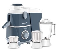 Havells Vitonica 500W Juicer Mixer Grinder with 3 Stainless Steel Jar, Large Size Pulp Container,(White & Blue)
