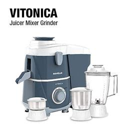 Havells Vitonica 500W Juicer Mixer Grinder with 3 Stainless Steel Jar, Large Size Pulp Container,(White & Blue)